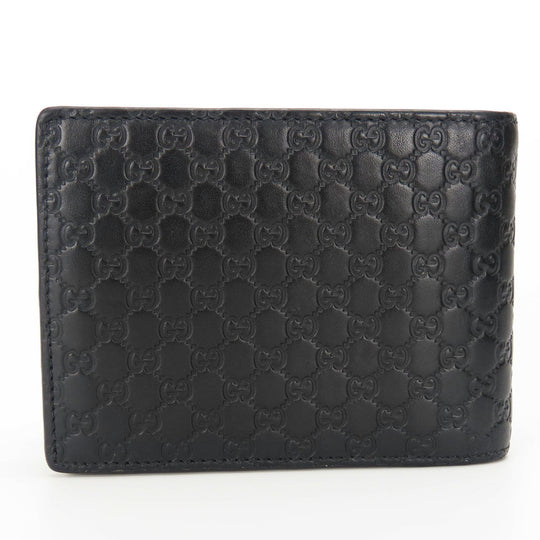 GUCCI Bifold Wallet 333042 Sima leather black Micro GG mens Used Authentic