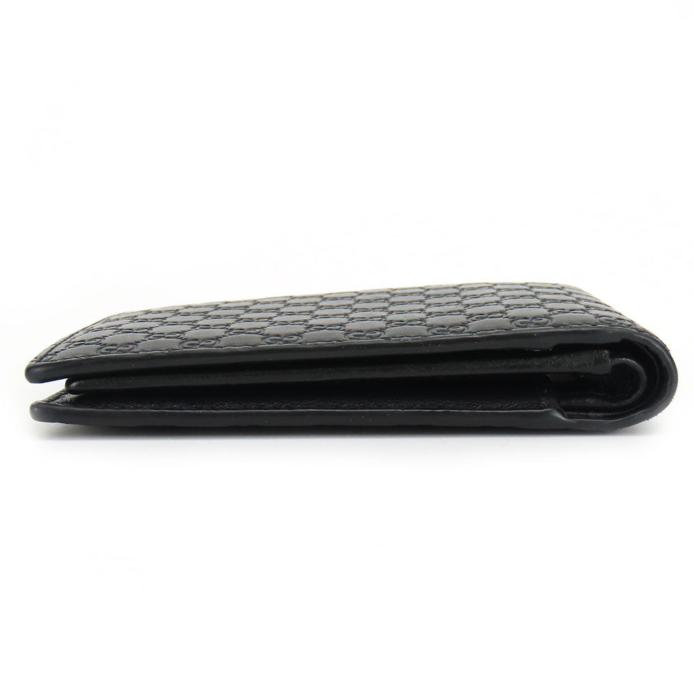 GUCCI Bifold Wallet 333042 Sima leather black Micro GG mens Used Authentic