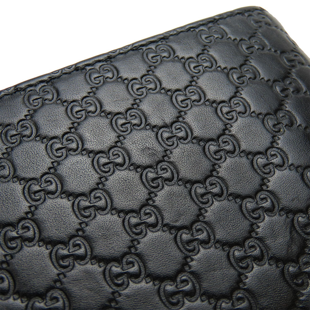 GUCCI Bifold Wallet 333042 Sima leather black Micro GG mens Used Authentic