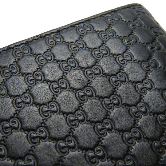 GUCCI Bifold Wallet 333042 Sima leather black Micro GG mens Used Authentic