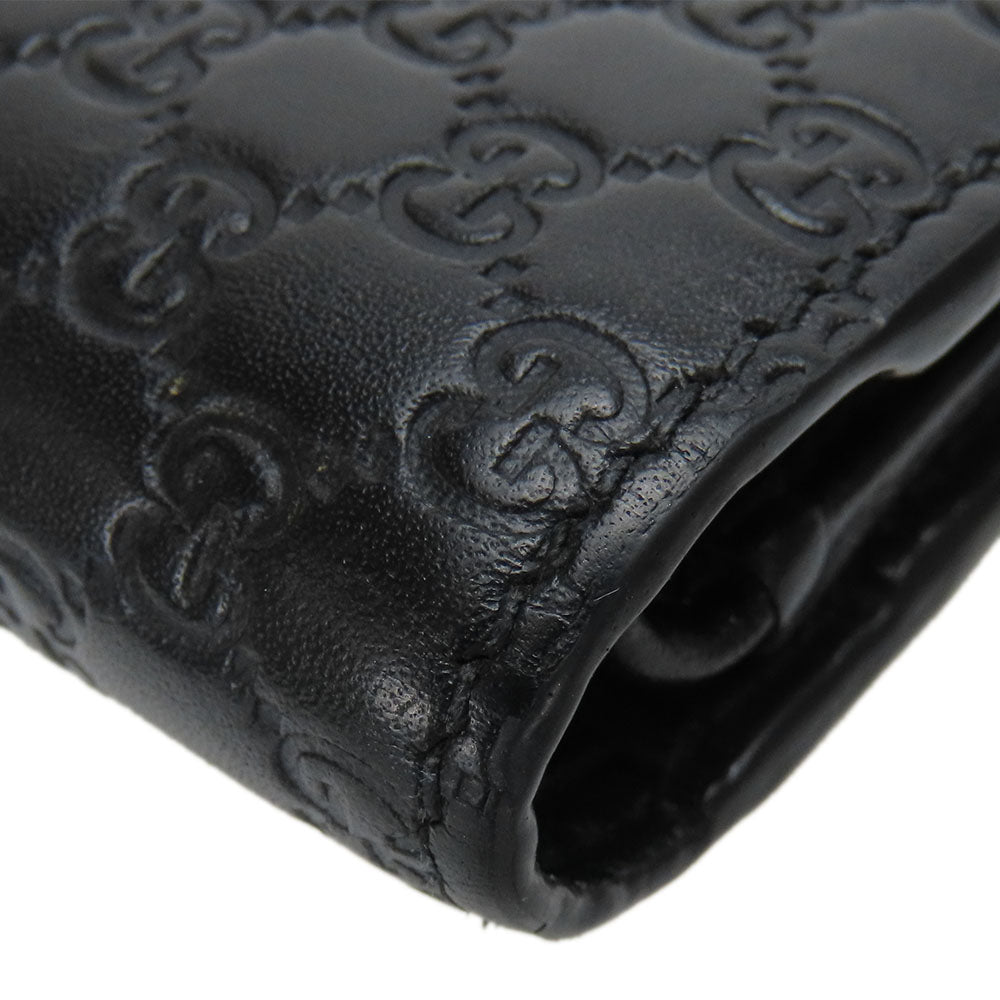 GUCCI Bifold Wallet 333042 Sima leather black Micro GG mens Used Authentic