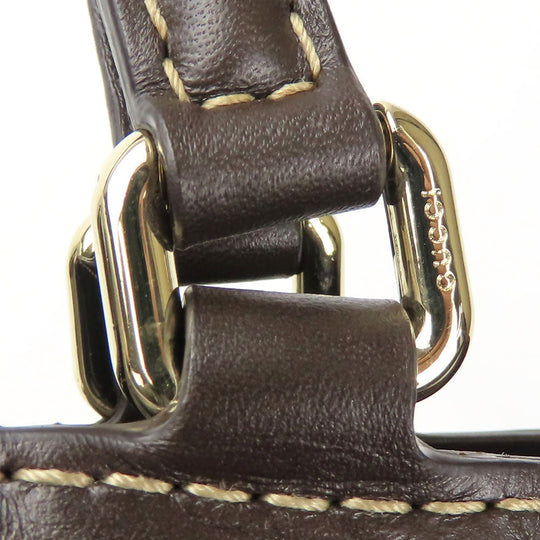 GUCCI Tote Bag 257061 GG canvas, leather Brown Sherry line Women Used Authentic