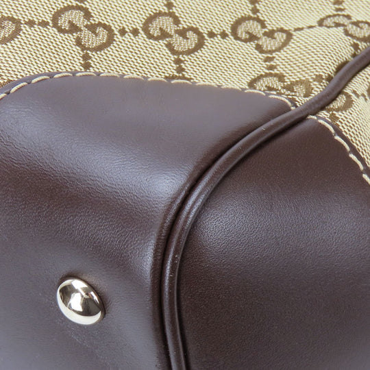 GUCCI Tote Bag 257061 GG canvas, leather Brown Sherry line Women Used Authentic