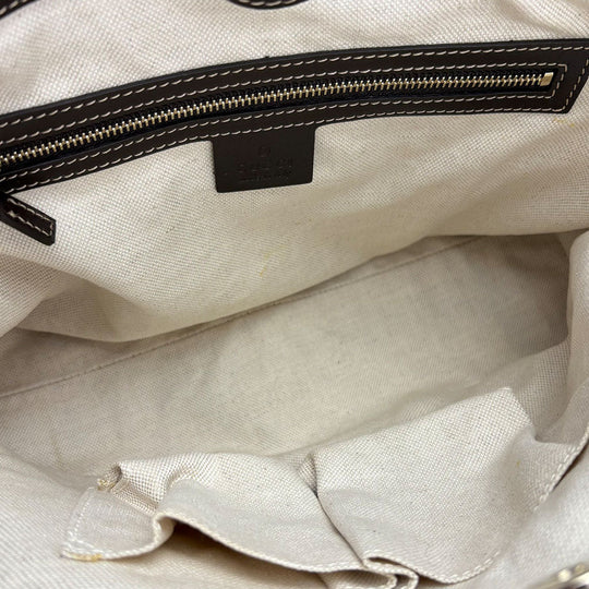 GUCCI Tote Bag 257061 GG canvas, leather Brown Sherry line Women Used Authentic