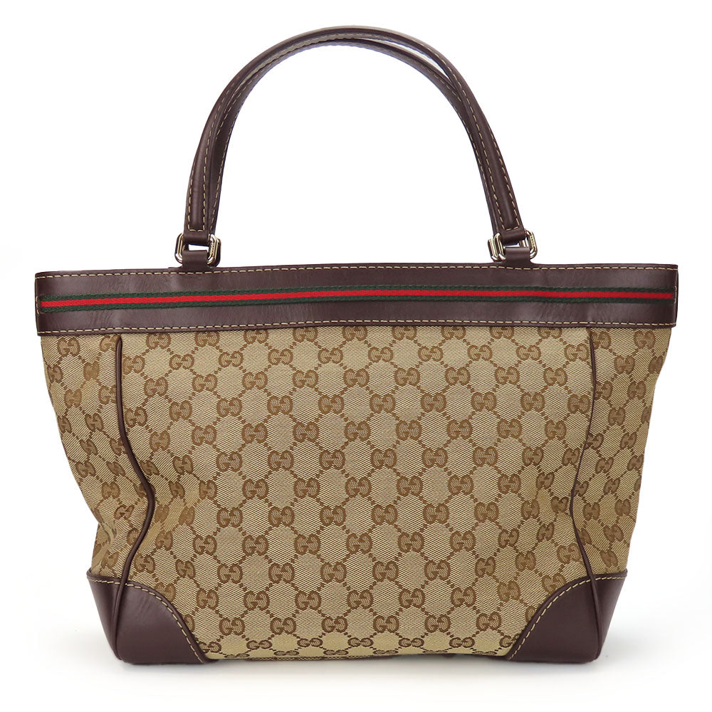 GUCCI Tote Bag 257061 GG canvas, leather Brown Sherry line Women Used Authentic