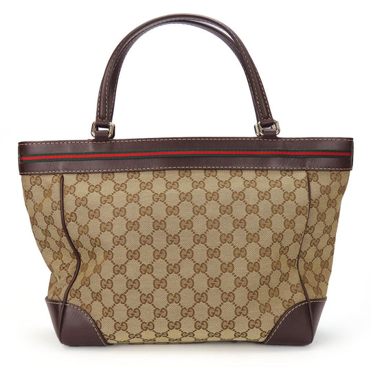 GUCCI Tote Bag 257061 GG canvas, leather Brown Sherry line Women Used Authentic