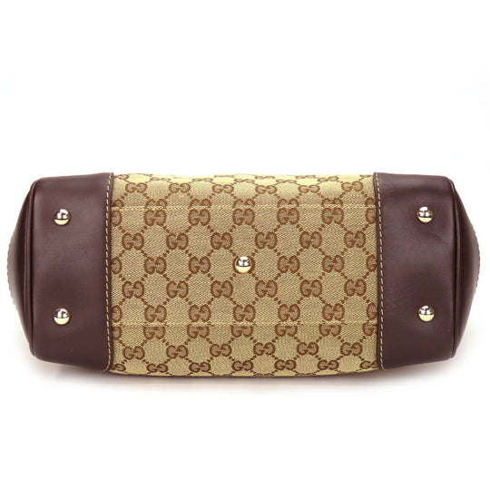 GUCCI Tote Bag 257061 GG canvas, leather Brown Sherry line Women Used Authentic