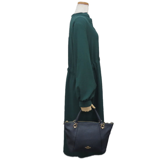 COACH Handbag C6229 leather Navy Casey Satchel Women Used Authentic