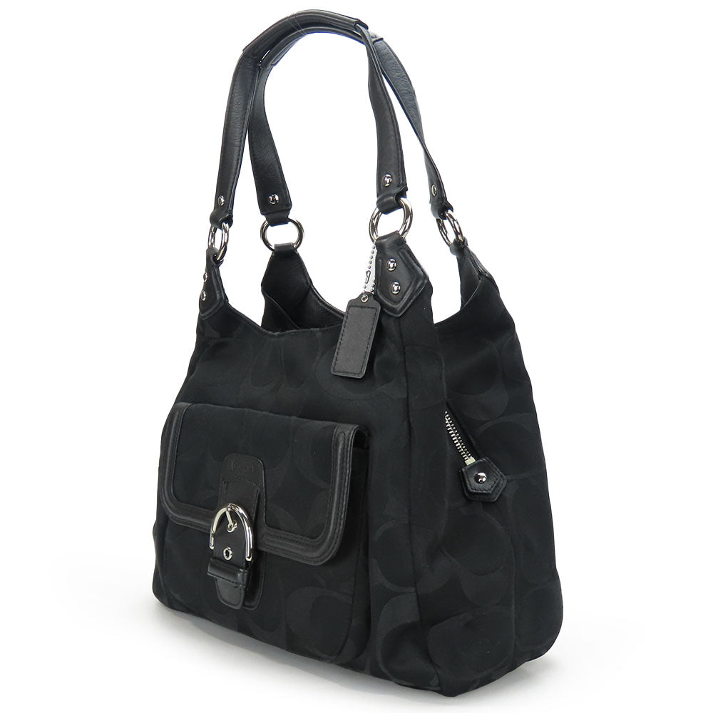 COACH Shoulder Bag F24742 Canvas, Leather black Women Used Authentic