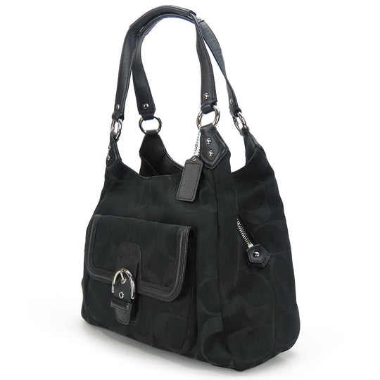 COACH Shoulder Bag F24742 Canvas, Leather black Women Used Authentic