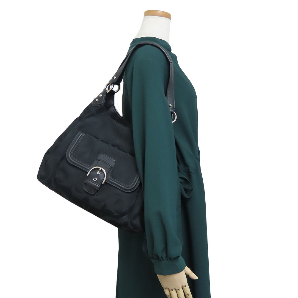 COACH Shoulder Bag F24742 Canvas, Leather black Women Used Authentic