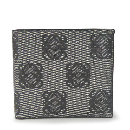 LOEWE Bifold Wallet Leather, PVC gray anagram mens Used Authentic