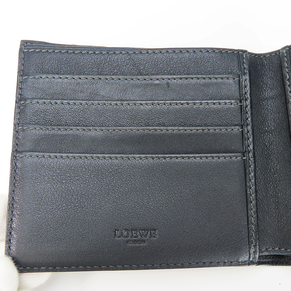 LOEWE Bifold Wallet Leather, PVC gray anagram mens Used Authentic