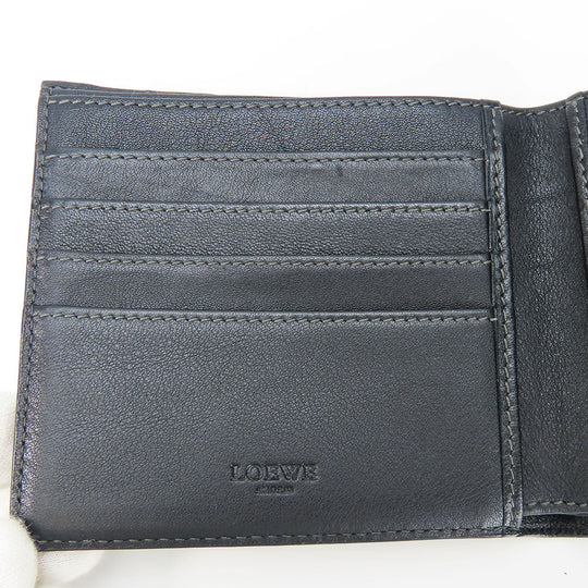 LOEWE Bifold Wallet Leather, PVC gray anagram mens Used Authentic