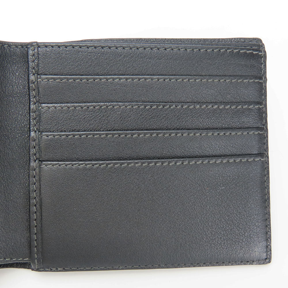 LOEWE Bifold Wallet Leather, PVC gray anagram mens Used Authentic