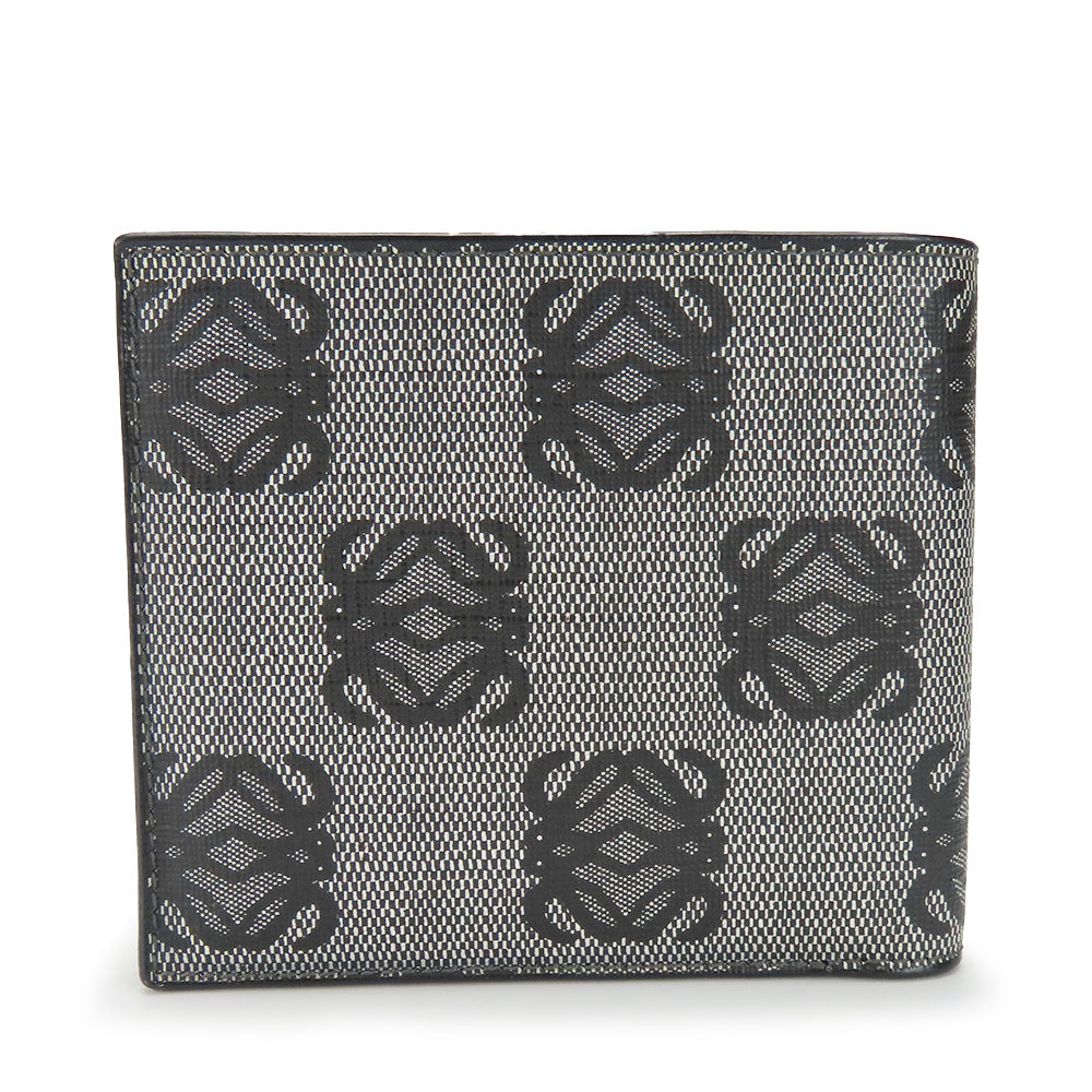 LOEWE Bifold Wallet Leather, PVC gray anagram mens Used Authentic