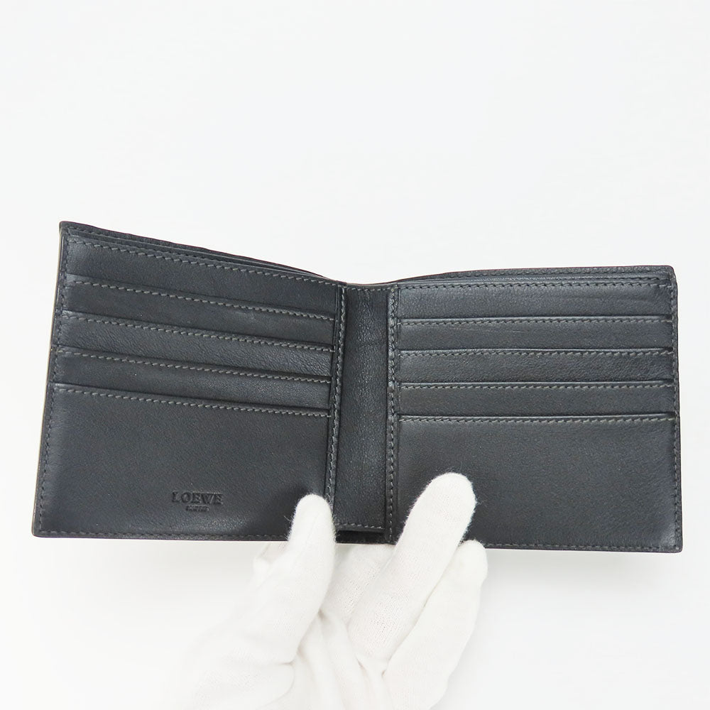 LOEWE Bifold Wallet Leather, PVC gray anagram mens Used Authentic