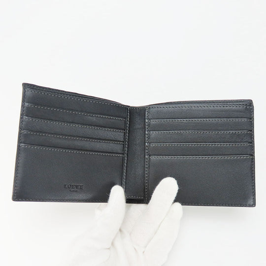 LOEWE Bifold Wallet Leather, PVC gray anagram mens Used Authentic