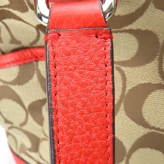 COACH Tote Bag F23297 Canvas, Leather Red Women Used Authentic