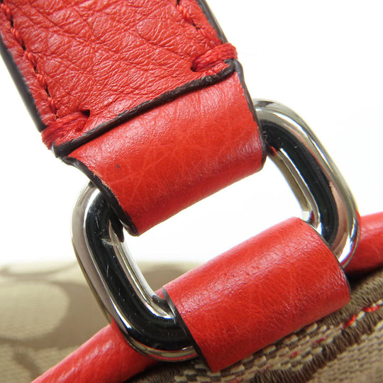 COACH Tote Bag F23297 Canvas, Leather Red Women Used Authentic