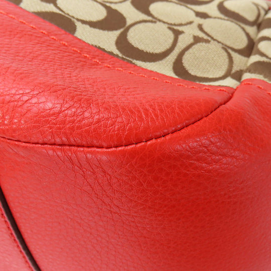 COACH Tote Bag F23297 Canvas, Leather Red Women Used Authentic