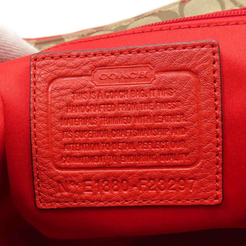 COACH Tote Bag F23297 Canvas, Leather Red Women Used Authentic