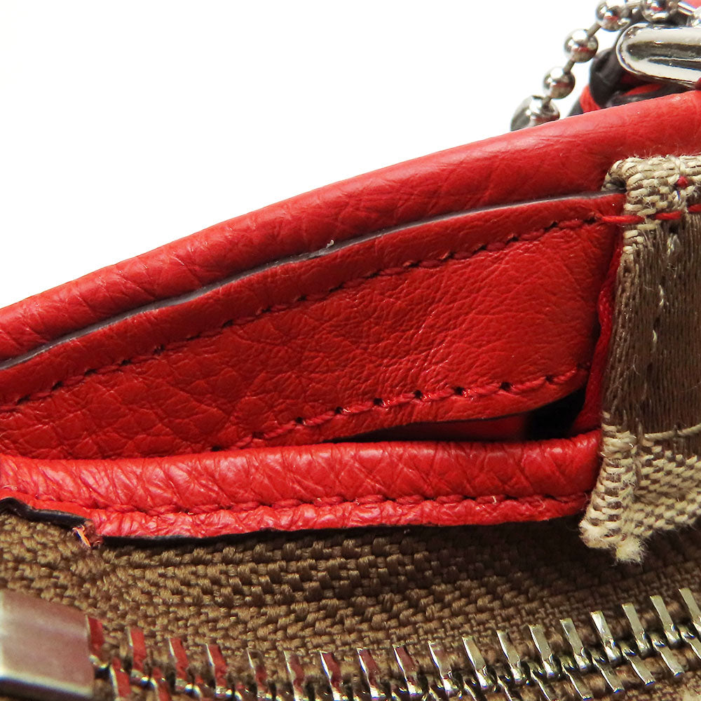 COACH Tote Bag F23297 Canvas, Leather Red Women Used Authentic