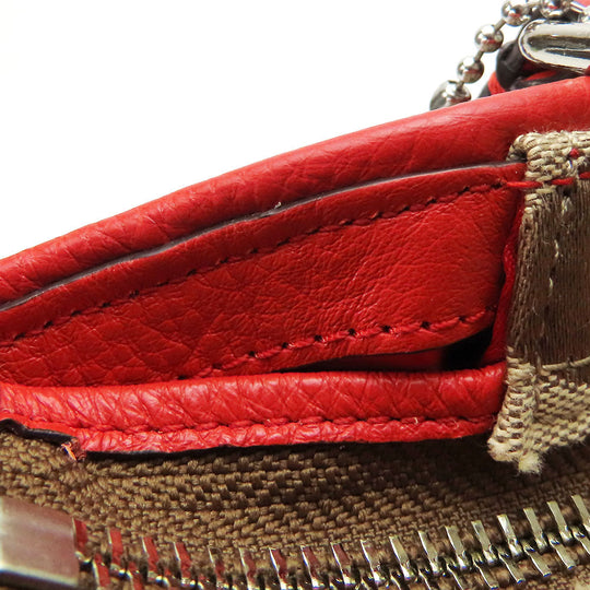 COACH Tote Bag F23297 Canvas, Leather Red Women Used Authentic