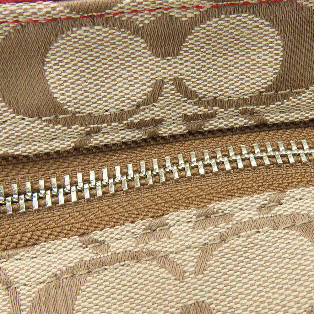 COACH Tote Bag F23297 Canvas, Leather Red Women Used Authentic