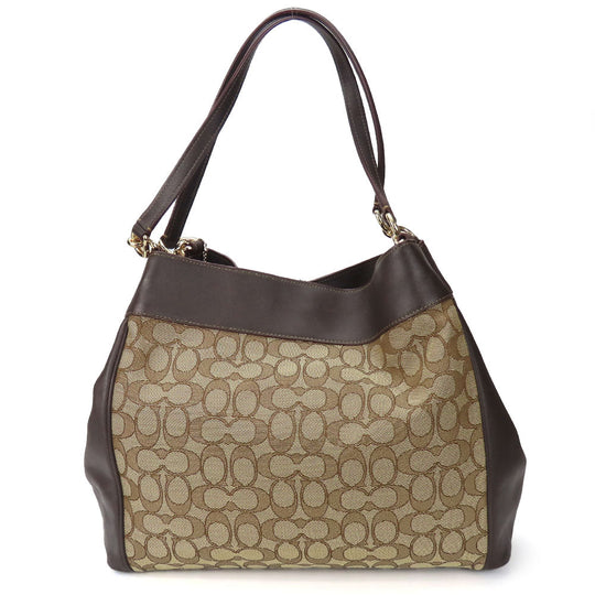 COACH Tote Bag F57612 Canvas, Leather Brown Women Used Authentic