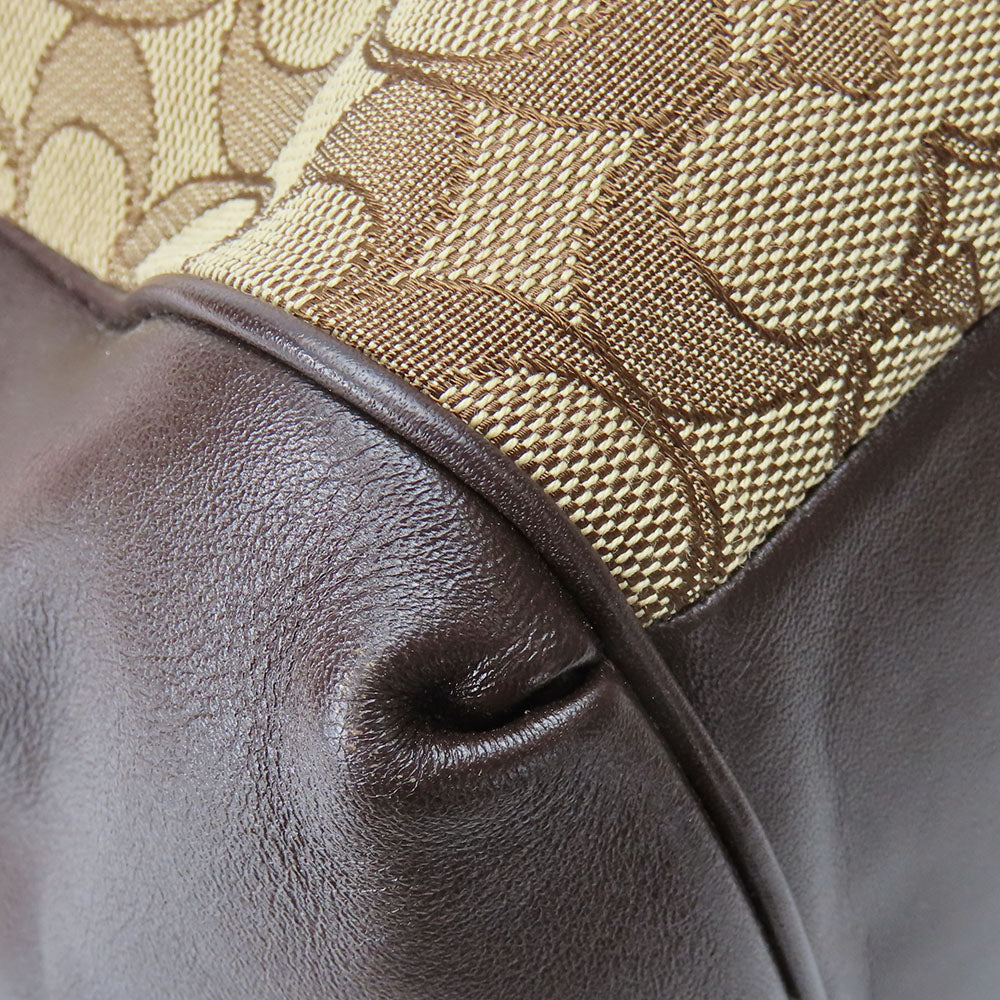 COACH Tote Bag F57612 Canvas, Leather Brown Women Used Authentic