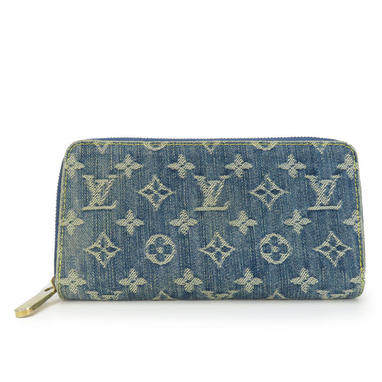 LOUIS VUITTON Long Wallet Purse M95341 Monogram denim Blue type Zippy wallet