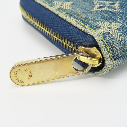 LOUIS VUITTON Long Wallet Purse M95341 Monogram denim Blue type Zippy wallet