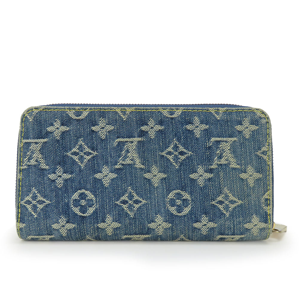 LOUIS VUITTON Long Wallet Purse M95341 Monogram denim Blue type Zippy wallet