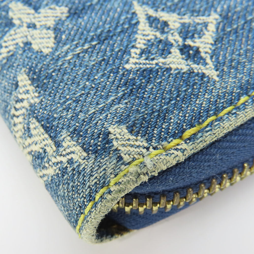 LOUIS VUITTON Long Wallet Purse M95341 Monogram denim Blue type Zippy wallet