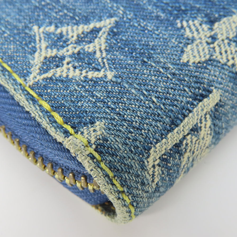 LOUIS VUITTON Long Wallet Purse M95341 Monogram denim Blue type Zippy wallet