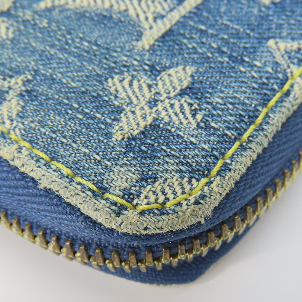 LOUIS VUITTON Long Wallet Purse M95341 Monogram denim Blue type Zippy wallet