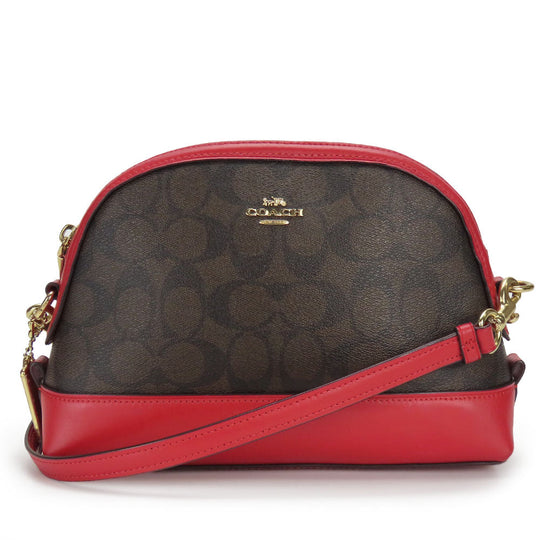 COACH Shoulder Bag F76674 leather Red Women Used Authentic