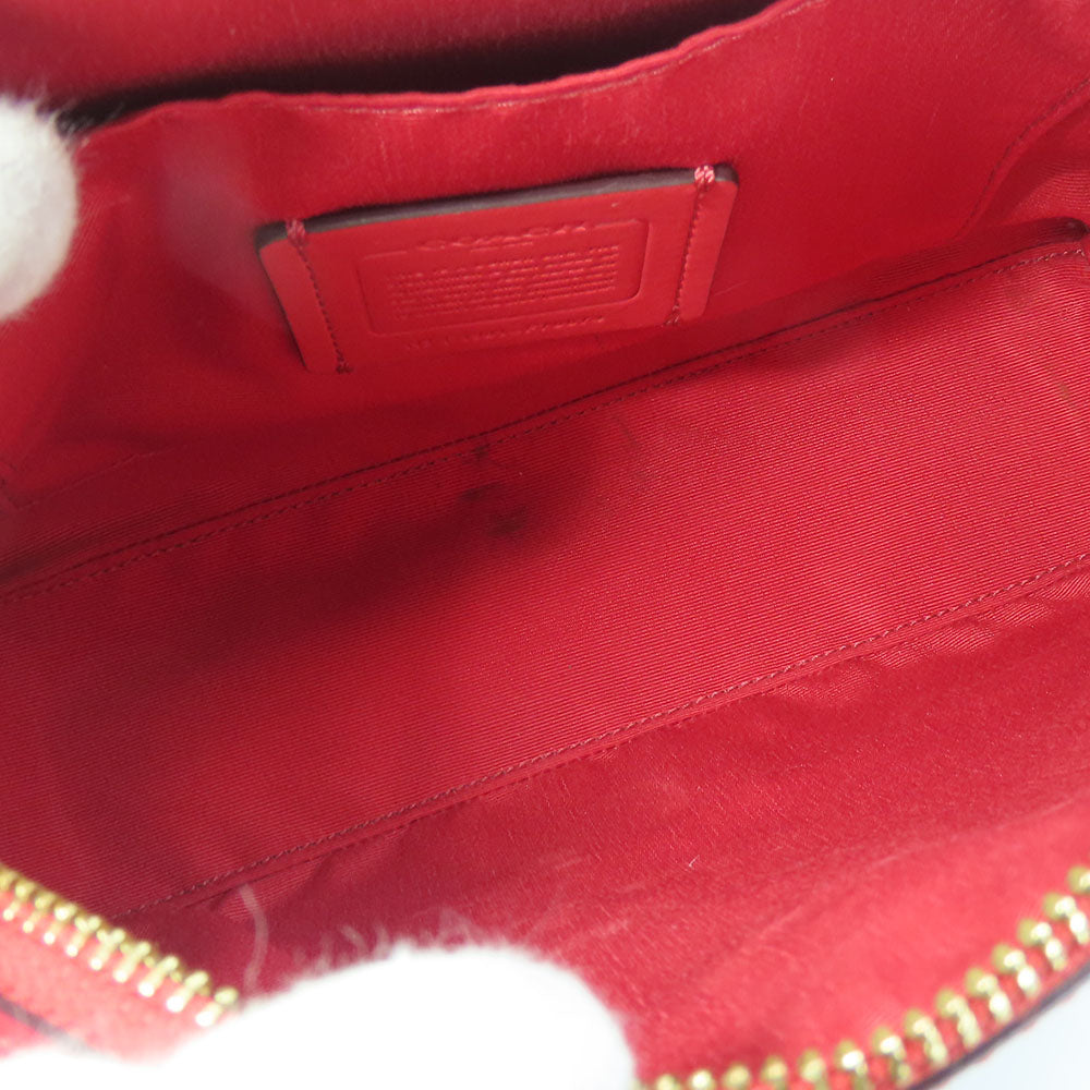 COACH Shoulder Bag F76674 leather Red Women Used Authentic
