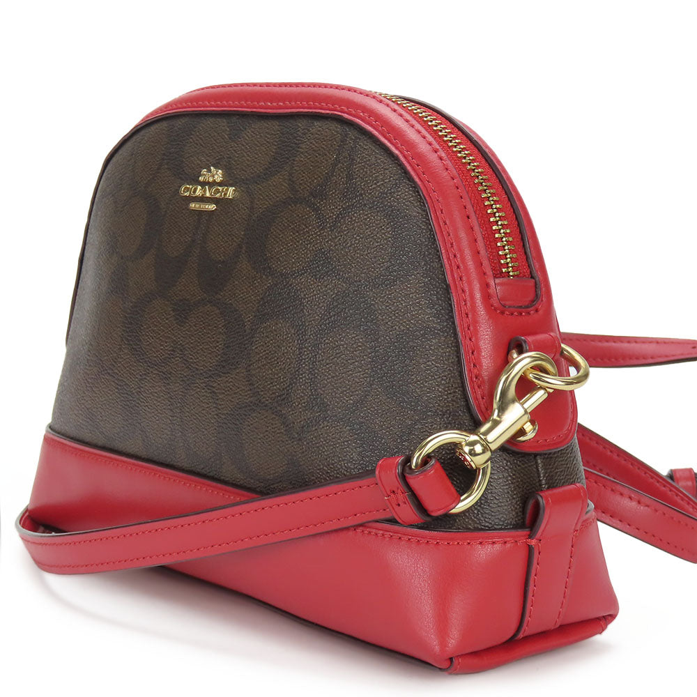 COACH Shoulder Bag F76674 leather Red Women Used Authentic