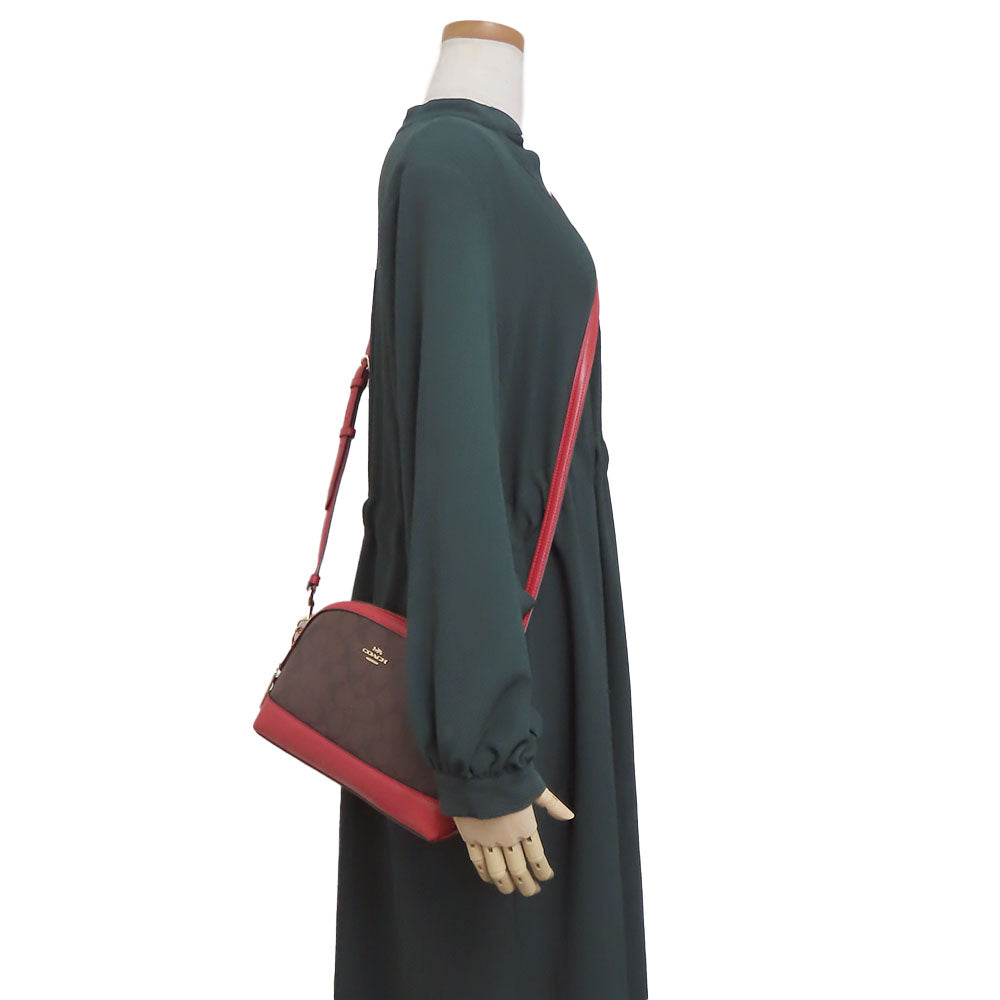 COACH Shoulder Bag F76674 leather Red Women Used Authentic