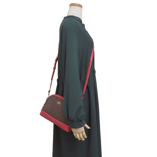 COACH Shoulder Bag F76674 leather Red Women Used Authentic