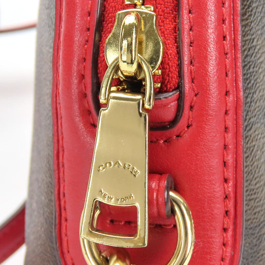 COACH Shoulder Bag F76674 leather Red Women Used Authentic