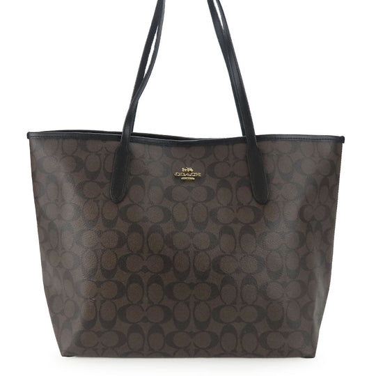 COACH Tote Bag 5696 PVC, Leather black Women Used Authentic