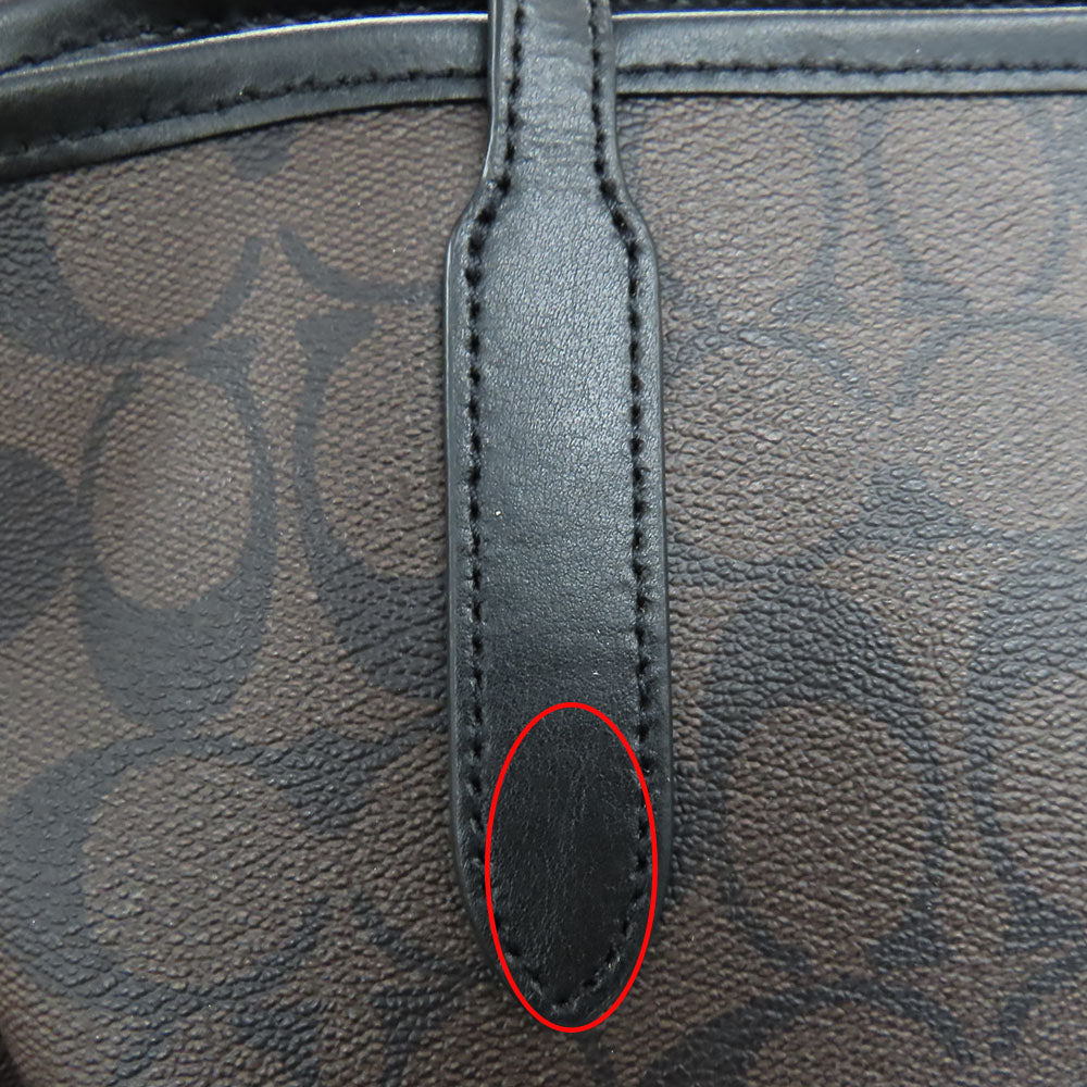 COACH Tote Bag 5696 PVC, Leather black Women Used Authentic