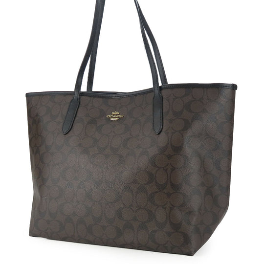 COACH Tote Bag 5696 PVC, Leather black Women Used Authentic