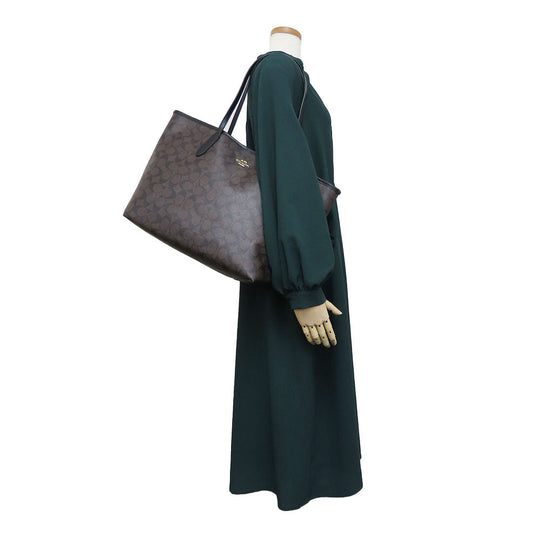 COACH Tote Bag 5696 PVC, Leather black Women Used Authentic