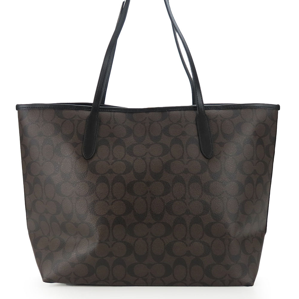 COACH Tote Bag 5696 PVC, Leather black Women Used Authentic