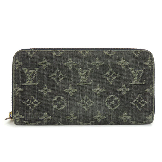 LOUIS VUITTON Long Wallet Purse M95614 Monogram denim Noir Zip Around Zippy wallet unisex(Unisex) Used Authentic