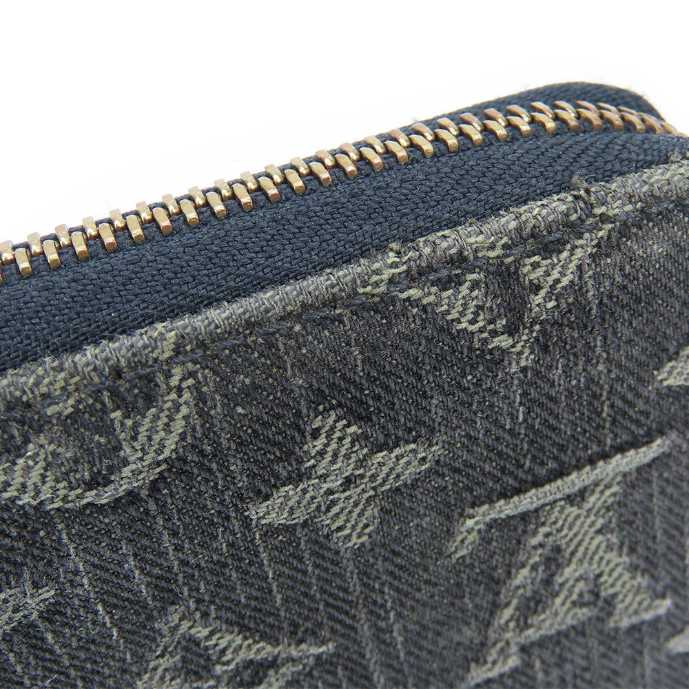 LOUIS VUITTON Long Wallet Purse M95614 Monogram denim Noir Zip Around Zippy wallet unisex(Unisex) Used Authentic